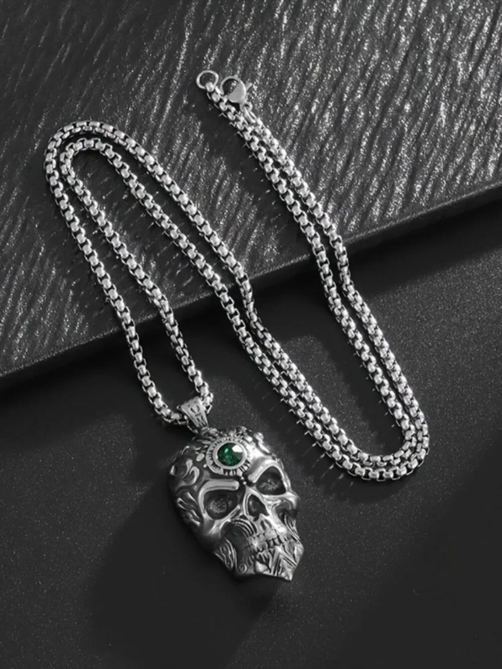 Mens skeleton monk pendant necklace 316L stainless steel gothic